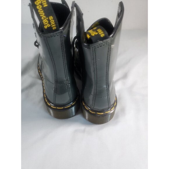 Dr Martens Boots Youth Size 6 Gray Patent Leather Doc Air Walk Lace Up 1460 W - Picture 12 of 16